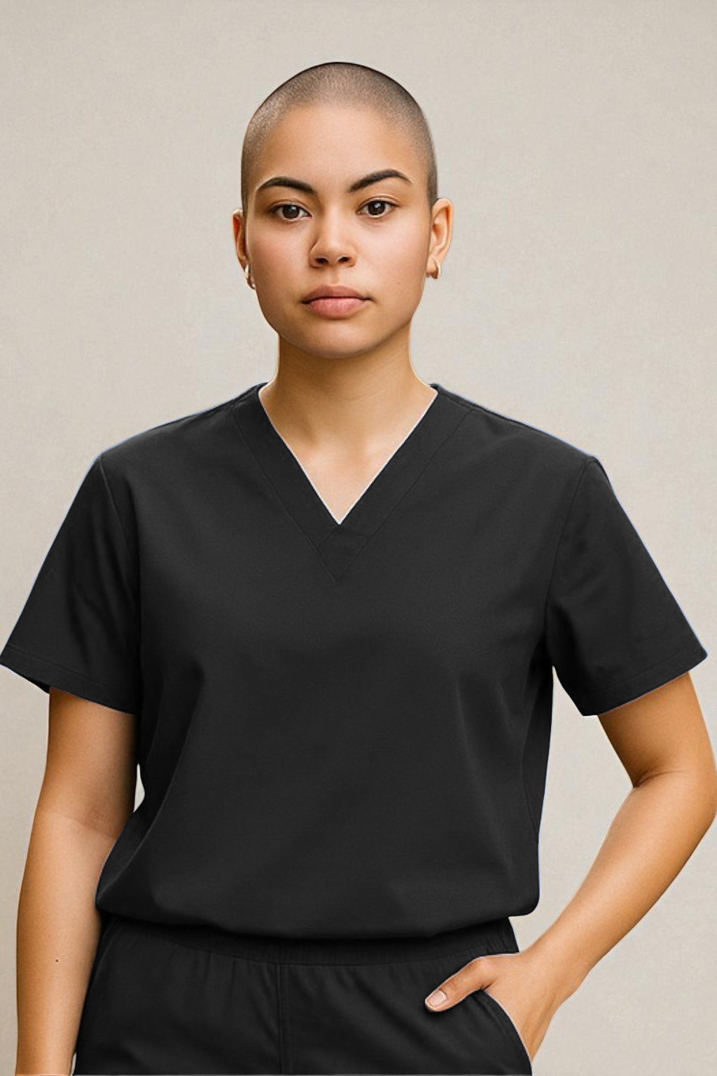 ProForm Luxe™ Microfiber Stretch Gender Neutral V-Neck Scrub Top — No Pockets