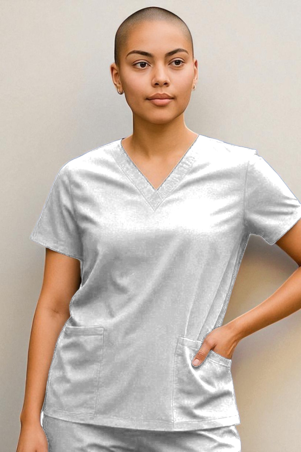 ProForm Luxe™ Microfiber Stretch Unisex V-Neck Scrub Top — 2 Pockets