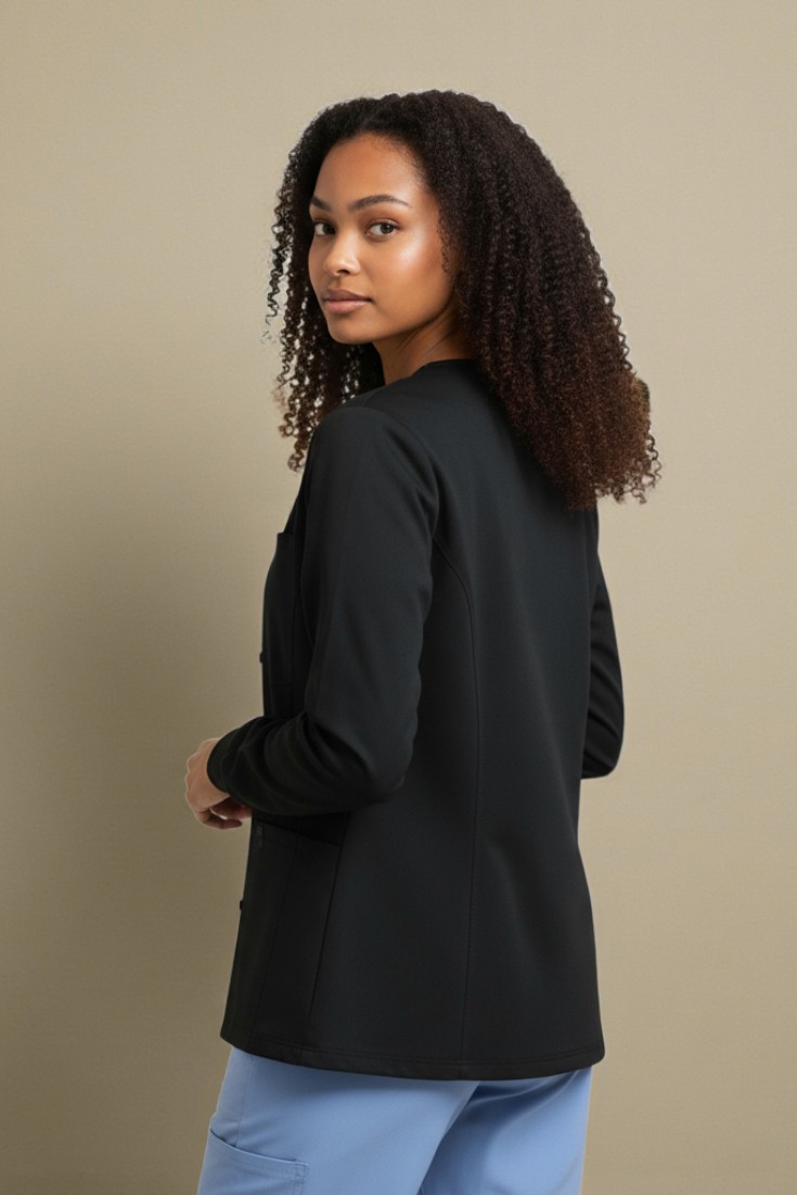 FortisPop Core Unisex Scrub Jacket – Full Sleeves, 3 Pockets, Ribbed Cuffs - Image 2