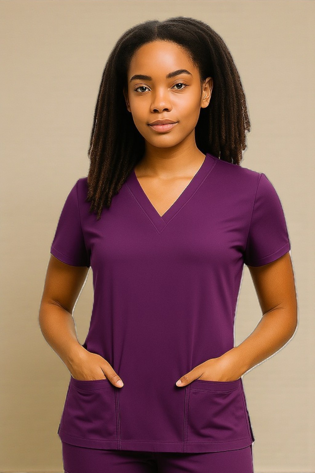 FortisPop Core V-Neck Scrub Top – Neutral Fit with 2-Pocket Utility - Image 2
